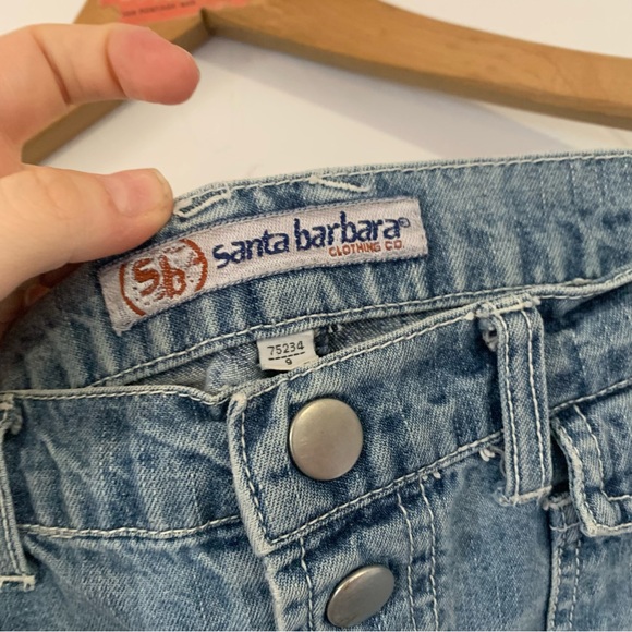 Y2K Button Front Denim Mini Skirt Santa Barbara Light Wash Denim Skirt - Picture 2 of 4